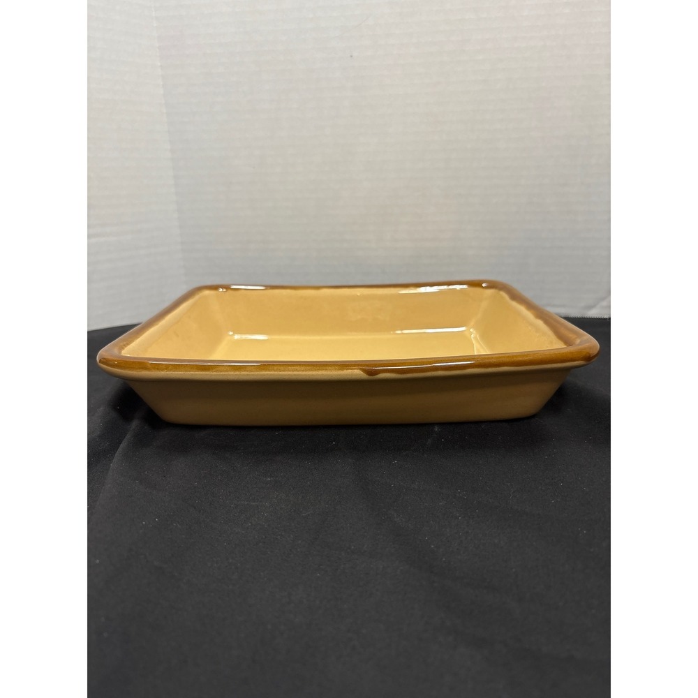 TG Green Granville England Ceramic Small Baking Dish Tan Brown Edge Vintage
